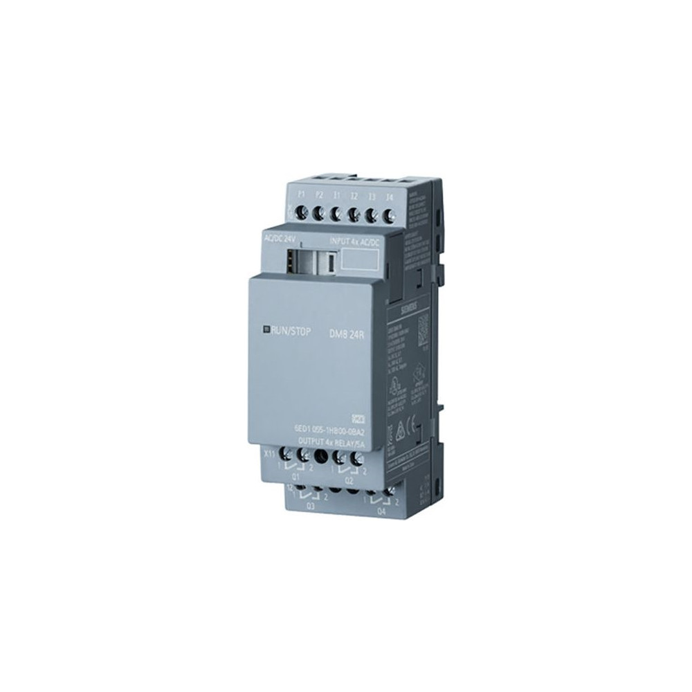 Produktbild för Siemens 6ED1055-1HB00-0BA2, Digital, In/ut, 8 kanaler, Reläk...