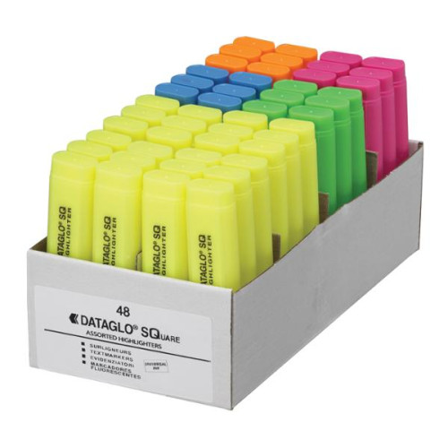 HAINENKO LTD. Tekstmarker Dataglo m/skrå spids ass. farver, boks med 48 st...