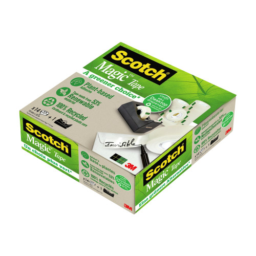 3M Scotch C38 + Scotch Magic A greener choice - dispenser med kontorstejp (14 rullar) - 19 mm x 33 m - svart dispenser - Tejp