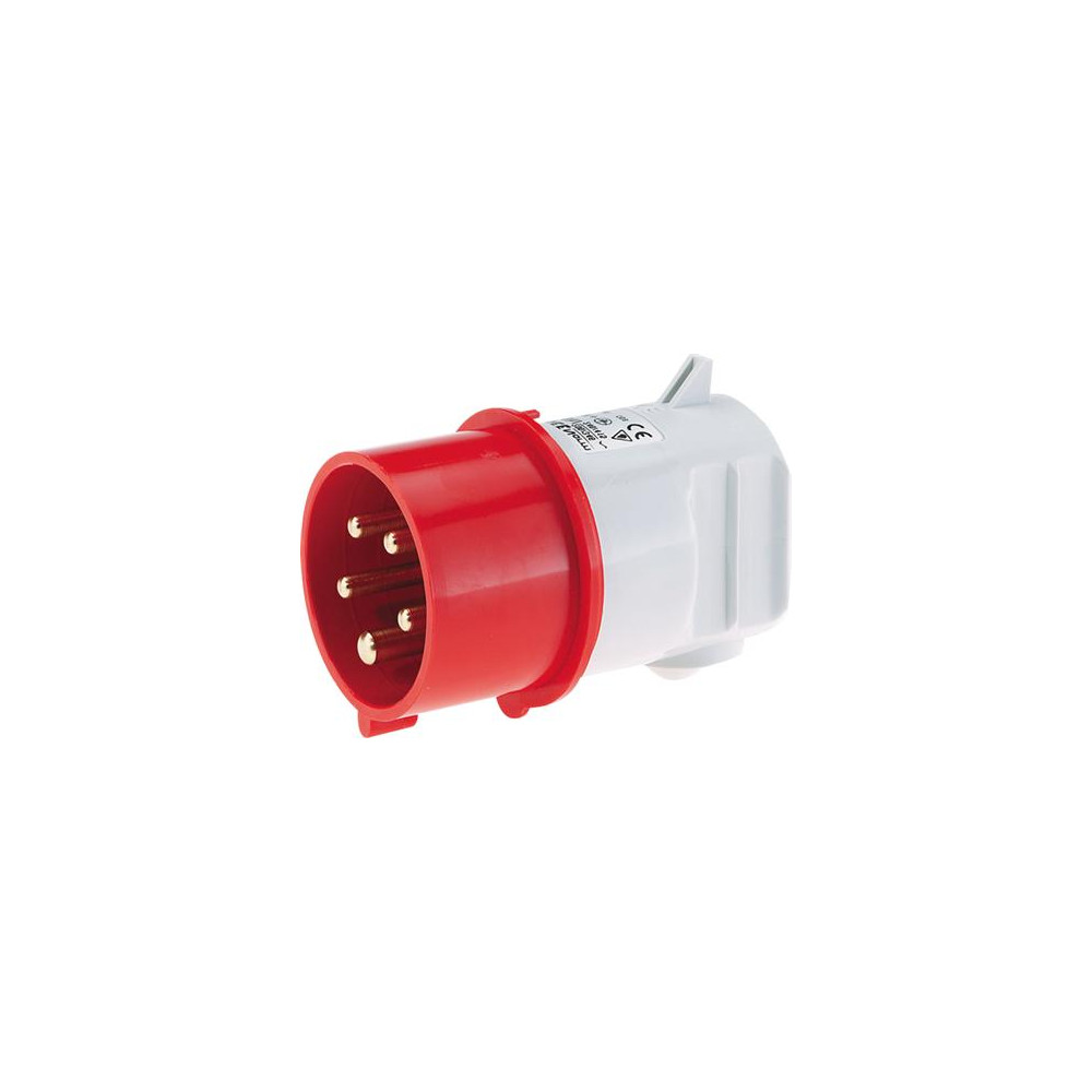 Produktbild för BALS CEE stickpropp 16A 400V, kl. H6, 5-polig röd, IP44, vin...