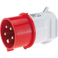 Produktbild för BALS CEE stickpropp 16A 400V, kl. H6, 5-polig röd, IP44, vin...