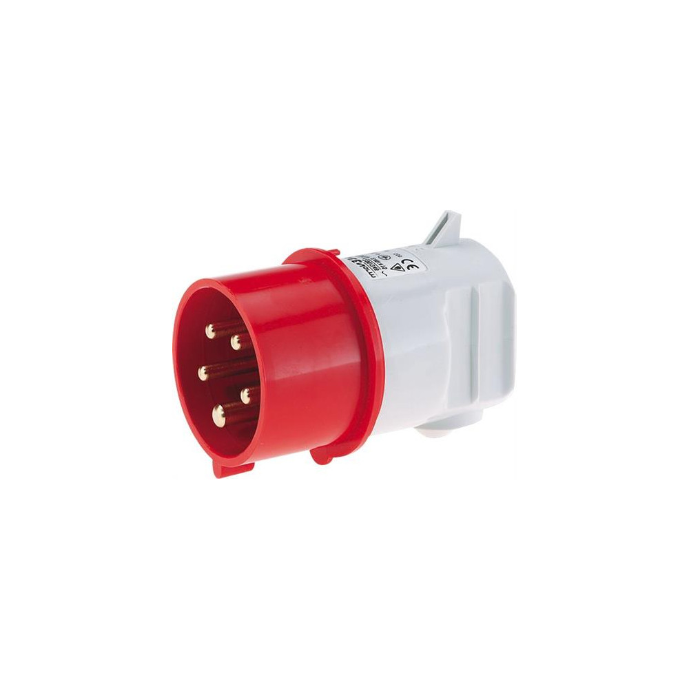 Produktbild för BALS CEE stickpropp 16A 400V, kl. H6, 5-polig röd, IP44, vin...