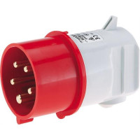 Produktbild för BALS CEE stickpropp 16A 400V, kl. H6, 5-polig röd, IP44, vin...
