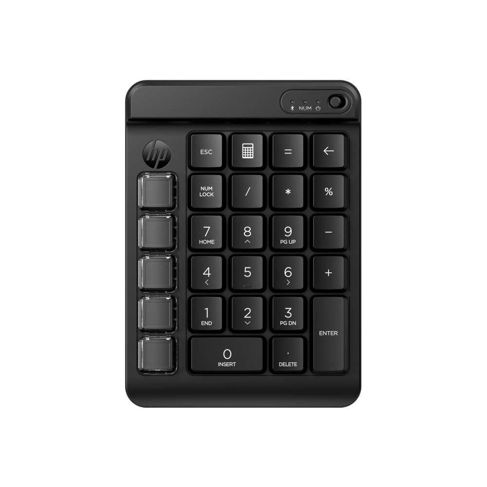 Produktbild för HP 435 - tangentsats - 9 programmerbara tangenter, låg profil tangentresor, utbytbara tangenter med klistermärken - engelska - jacksvart Inmatningsenhet