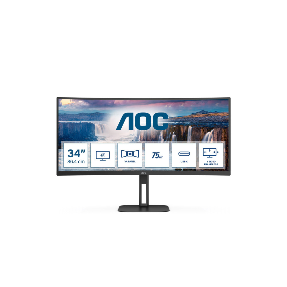 Produktbild för AOC Value-line CU34V5C/BK/23 - LED-skärm - böjd - 34" - HDR