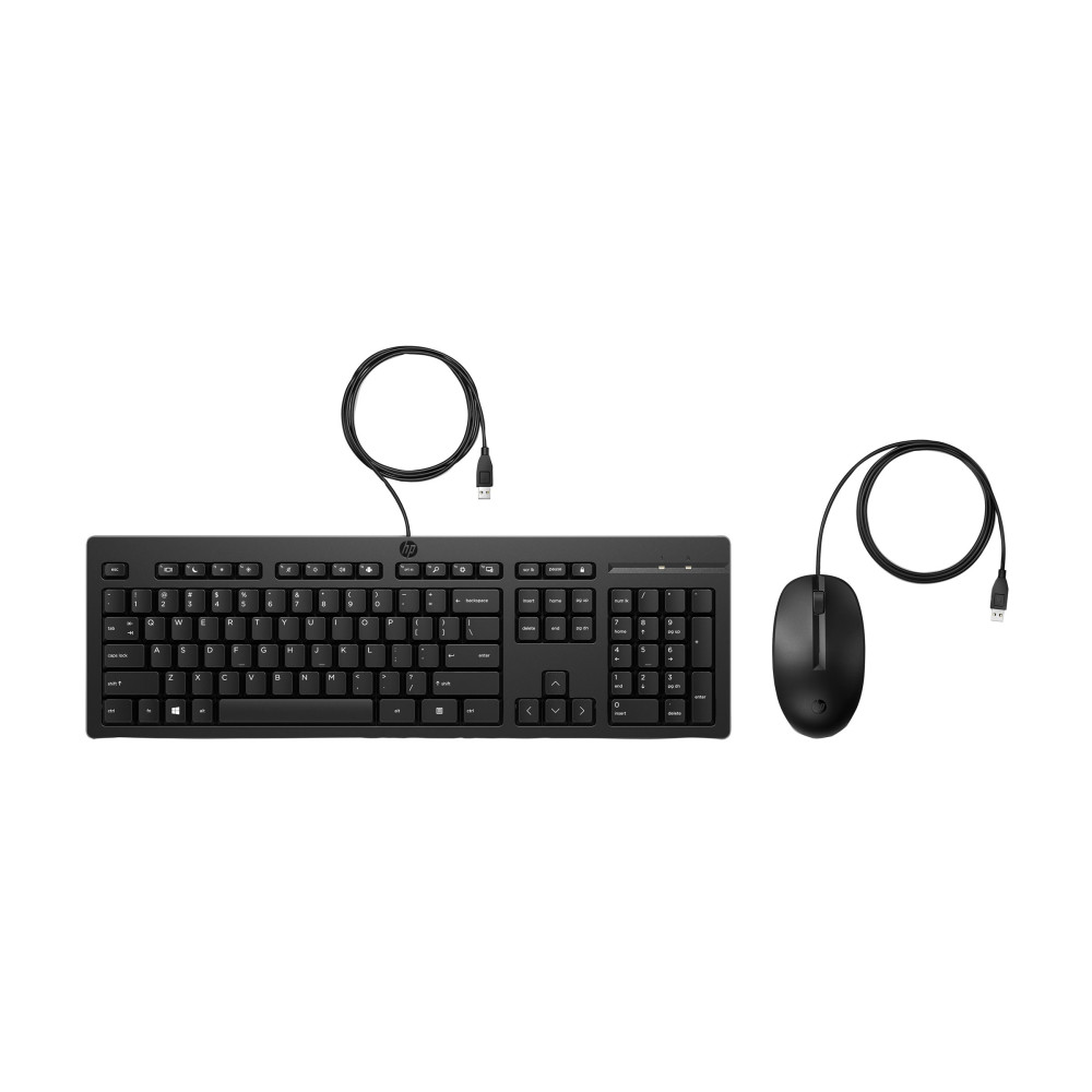 Produktbild för HP 225 - sats med tangentbord och mus - ambidextrös, 3-zons layout, standard tangresor full size - QWERTY - hela norden - svart Inmatningsenhet