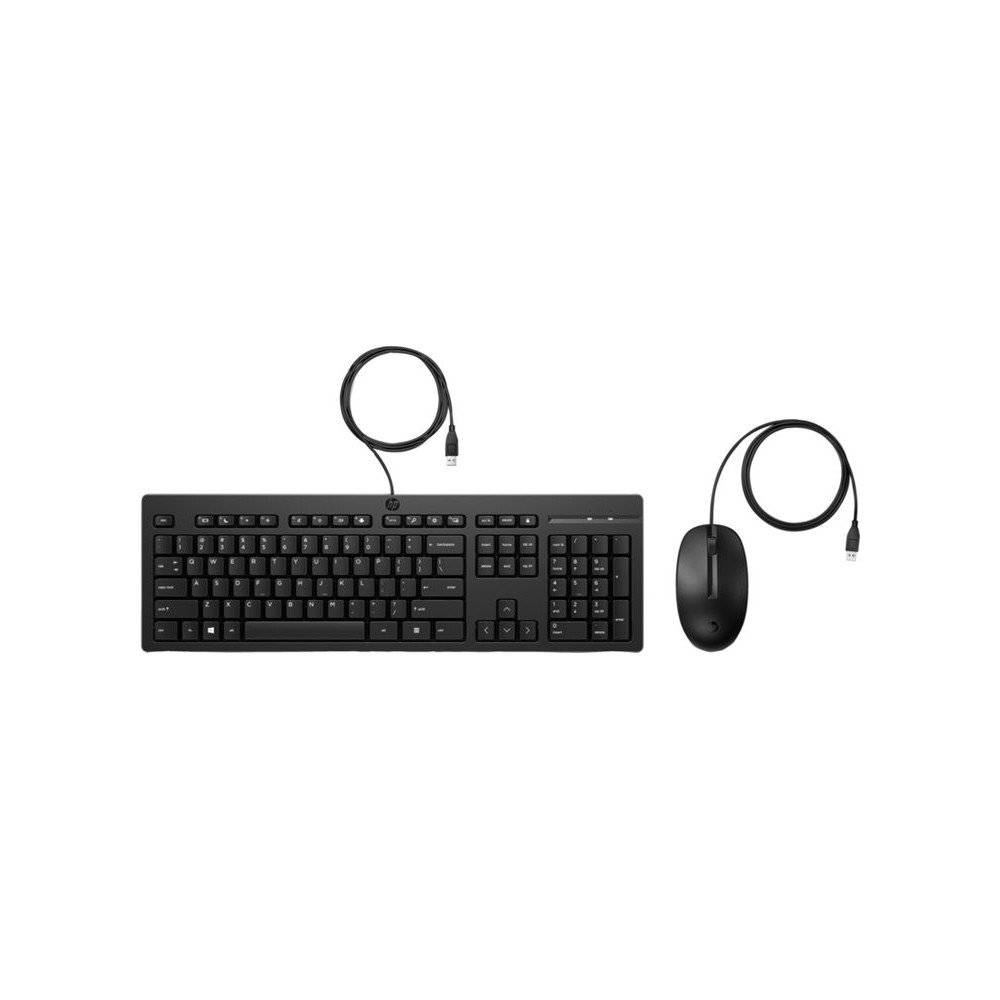 Produktbild för HP 225 - sats med tangentbord och mus - ambidextrös, 3-zons layout, standard tangresor full size - QWERTY - hela norden - svart Inmatningsenhet