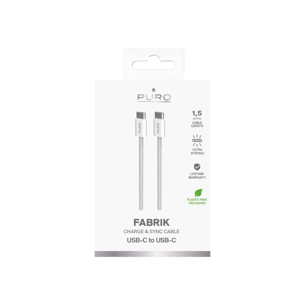 Produktbild för PURO PUCCCFABK415MTBEG, 1,5 m, USB C, USB C, USB 2.0, Beige,...