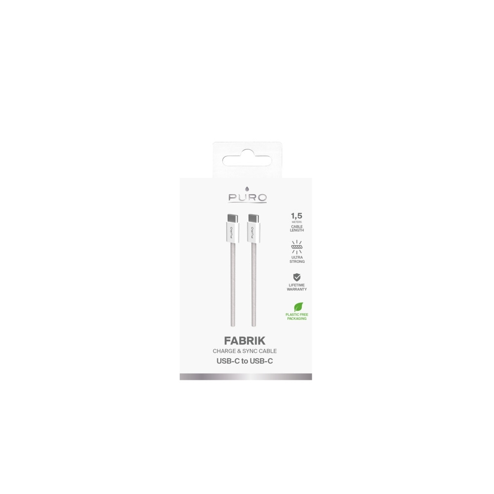 Produktbild för PURO PUCCCFABK415MTBEG, 1,5 m, USB C, USB C, USB 2.0, Beige,...