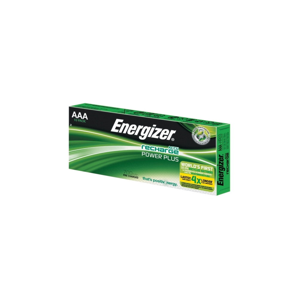 Produktbild för Batteri, Energizer Accu Recharge Power+, laddbart, AAA, 10-p...