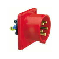 Produktbild för BALS CEE intag H6 400V 32A 5-polig röd infällningsfläns 75x7...