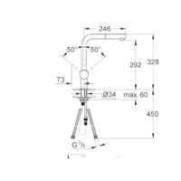 Produktbild för GROHE 32168 000, Krom, Hävarm, Single, Keramiska, 4,6 cm, 36...