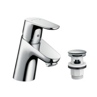 Produktbild för HansGrohe Focus 70 handfatblandare med Push Open bottenventi...