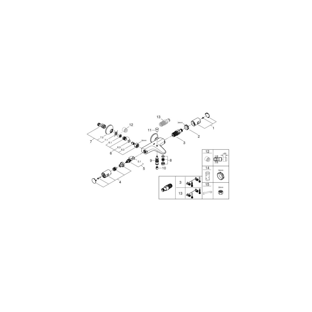Produktbild för GROHE Precision, Bath & shower, Roterande kranvred, 1/2", Kr...