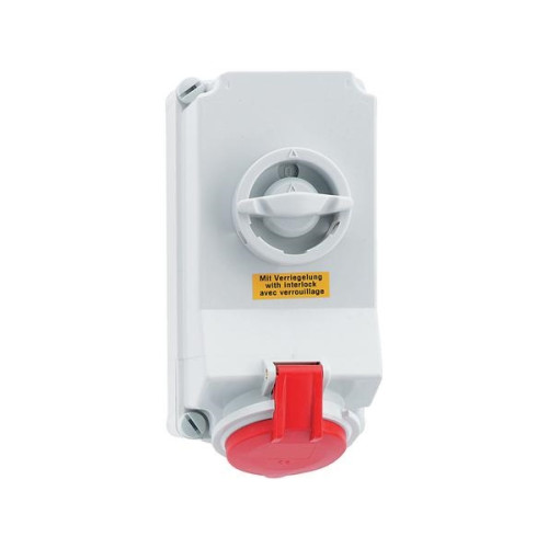 Solar Plus CEE-uttag H 400V 32A 5-pol röd 118x225 mm topp/botten 2xM25...