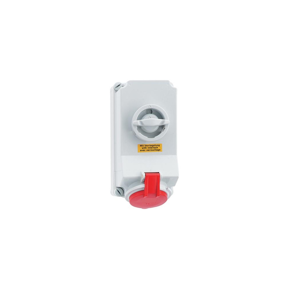 Produktbild för CEE-uttag H 400V 32A 5-pol röd 118x225 mm topp/botten 2xM25...