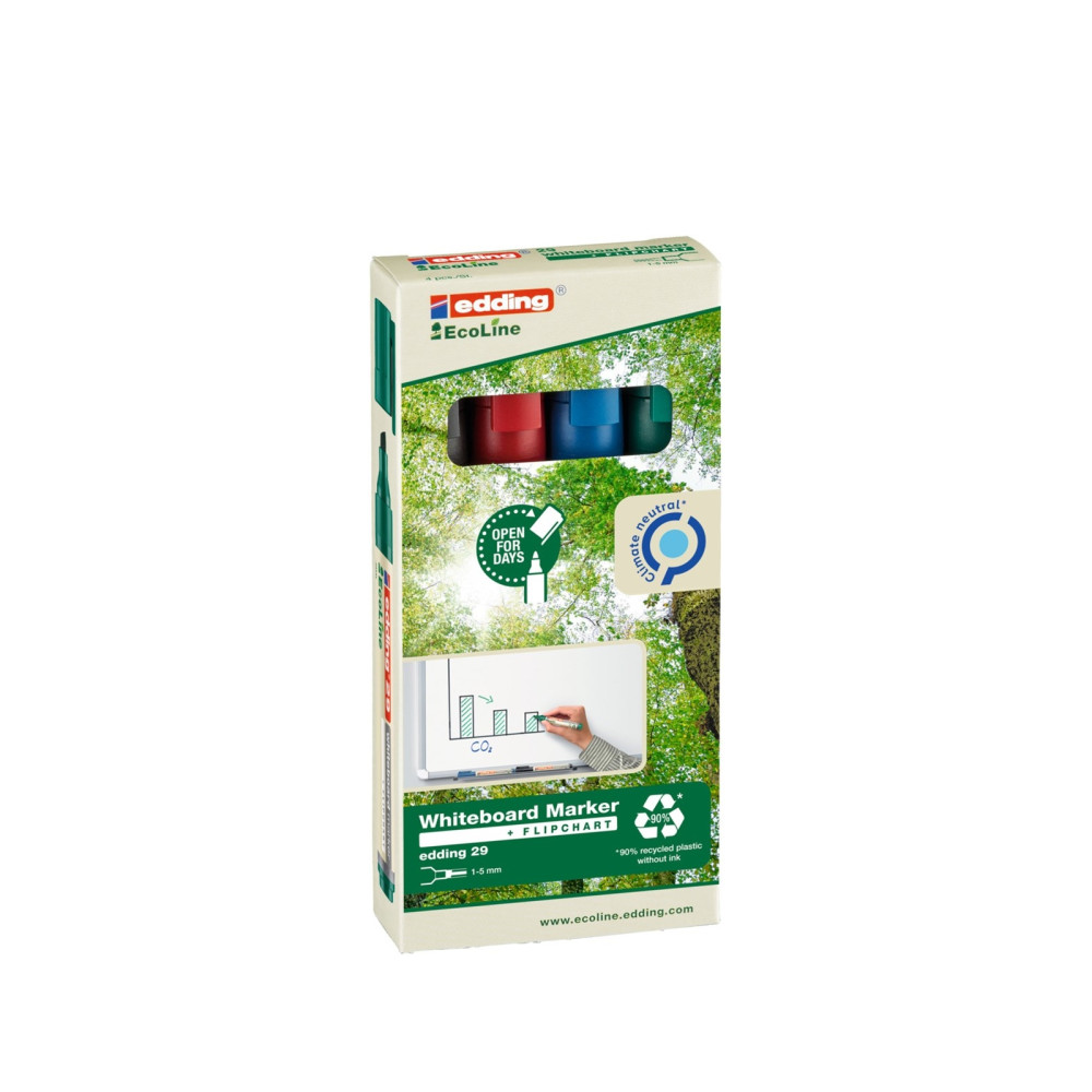 Produktbild för Whiteboardpenna edding 29 EcoLine blandad. 1-5 mm sned spets