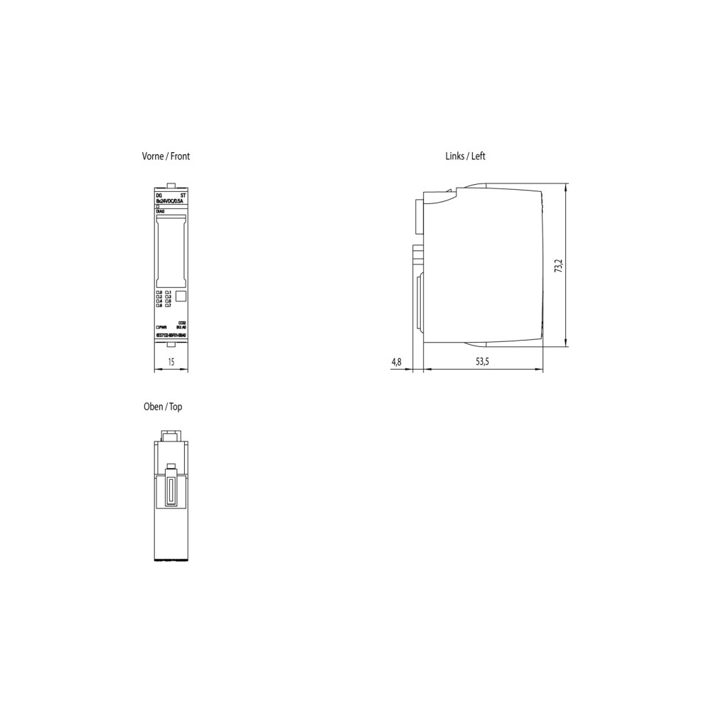 Produktbild för Siemens 6ES7132-6BF01-0BA0, inomhus, Multifärg, 36 g, 65 mm,...