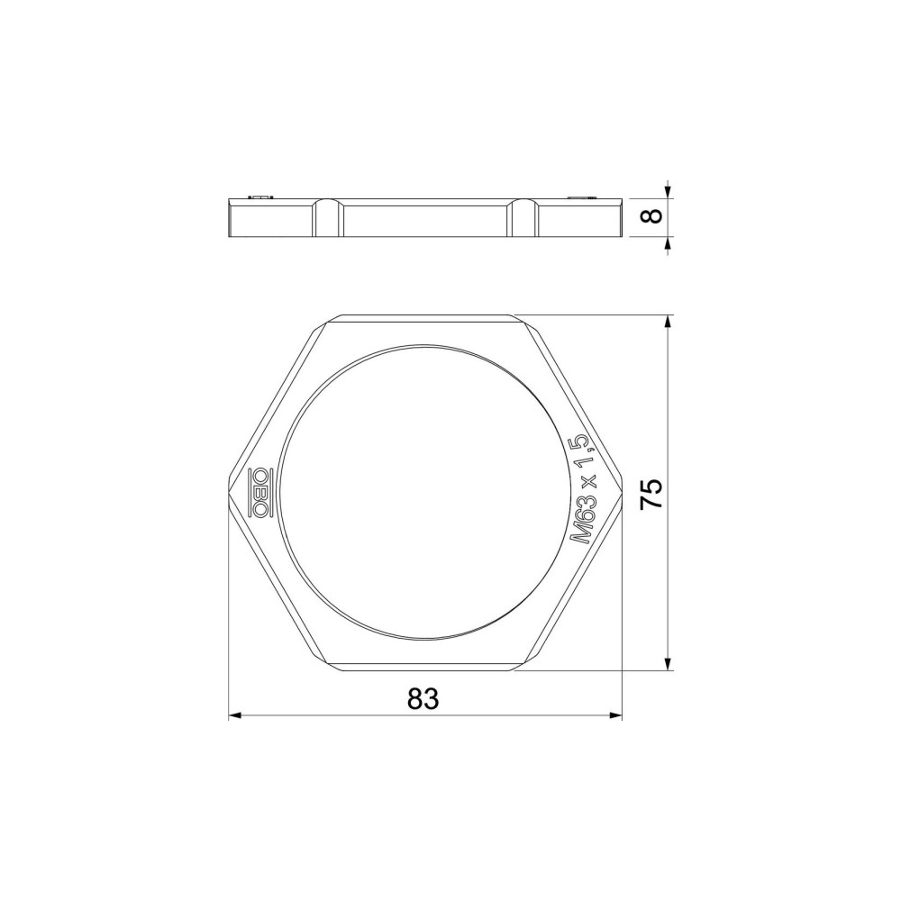 Produktbild för OBO Bettermann 2048973 116 M63 LGR PA låsmutter PG63 plast l...