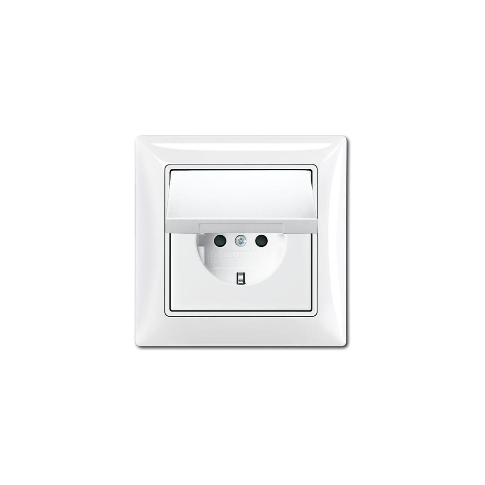 Produktbild för ABB-basic55 Schuko-vägguttag, IP44, vit, 16A, 1 modul (lever...