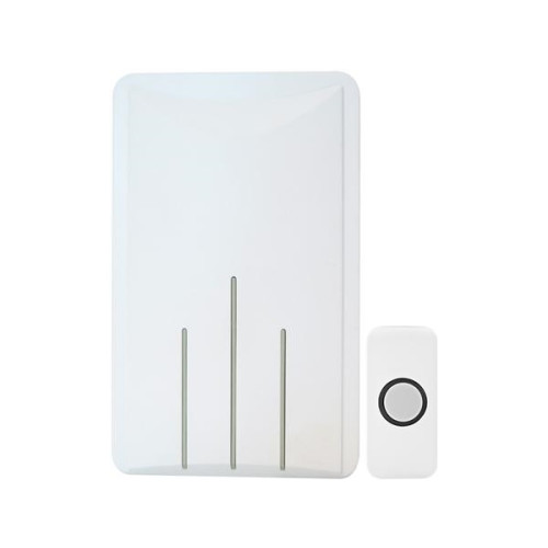 Solar Plus Dörrklocksats i vit med vit knapp – 8 m kabel, mekanisk ring...