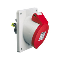 Produktbild för BALS CEE grenuttag H6 400V 32A, 5-poligt, röd infälld sned,...
