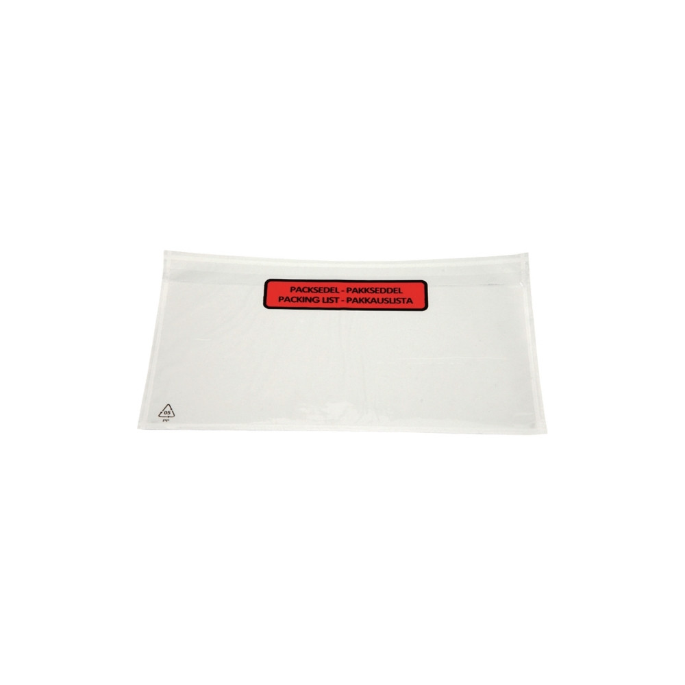 Produktbild för Följesedelsfickor C65 med text 132 x 235 mm 30 my, paket med...