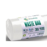 Produktbild för Avfallspåsar greenpolly, återanvändbara, 30 l, 11 my, vita,...
