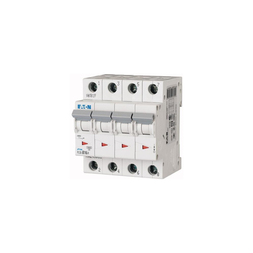 Produktbild för Eaton automatsäkring MCB 16A B-karaktär 4-polig 6kA 400V AC...
