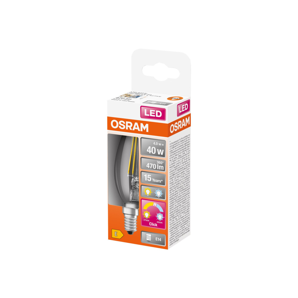 Produktbild för OSRAM STAR+ Relax and Active - LED-glödlampa med filament - form: B40 - klar finish - E14 - 4 W - kallt vitt/varmt vitt ljus - 2700/4000 K