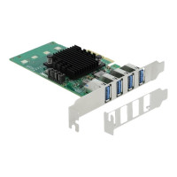 Produktbild för Delock PCI Express x4 Card to 4 x external USB 3.0 Quad Channel - USB-adapter - PCIe 2.0 x4 - USB 3.0 x 4