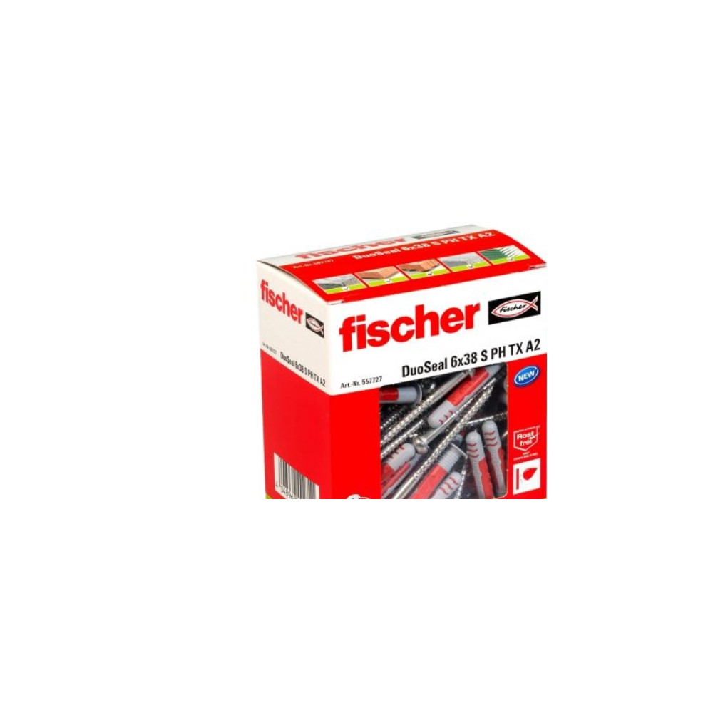 Produktbild för Fischer DuoSeal, Väggplugg, Nylon, Grå, Röd, 3,8 cm, 6 mm, 5...