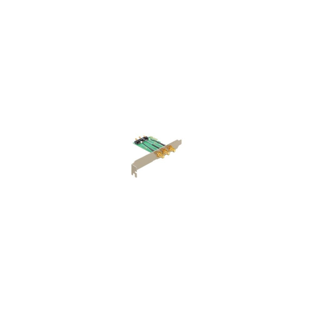 Produktbild för Delock Mini PCI Express > PCI Express x1 + 3 RP-SMA Ports - kort för stigare