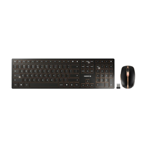 CHERRY CHERRY DW 9100 SLIM - sats med tangentbord och mus - QWERTY - USA med eurosymbol - svart/brons Inmatningsenhet