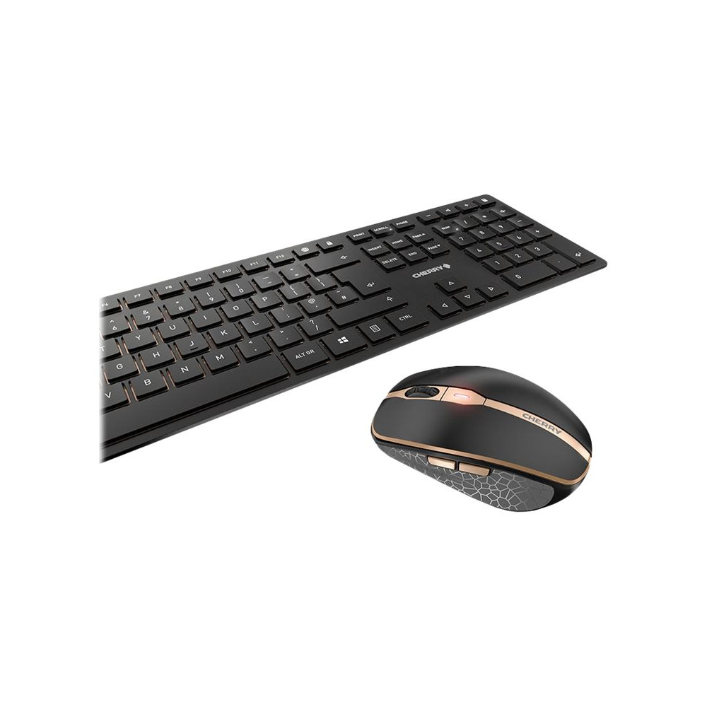 Produktbild för CHERRY DW 9100 SLIM - sats med tangentbord och mus - QWERTY - USA med eurosymbol - svart/brons Inmatningsenhet