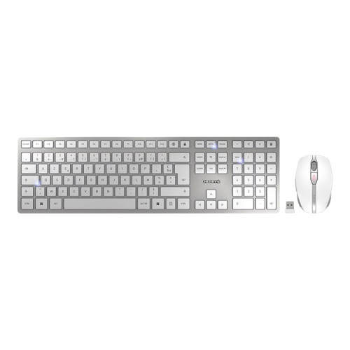 CHERRY CHERRY DW 9100 SLIM - sats med tangentbord och mus - AZERTY - fransk - vit, silver Inmatningsenhet