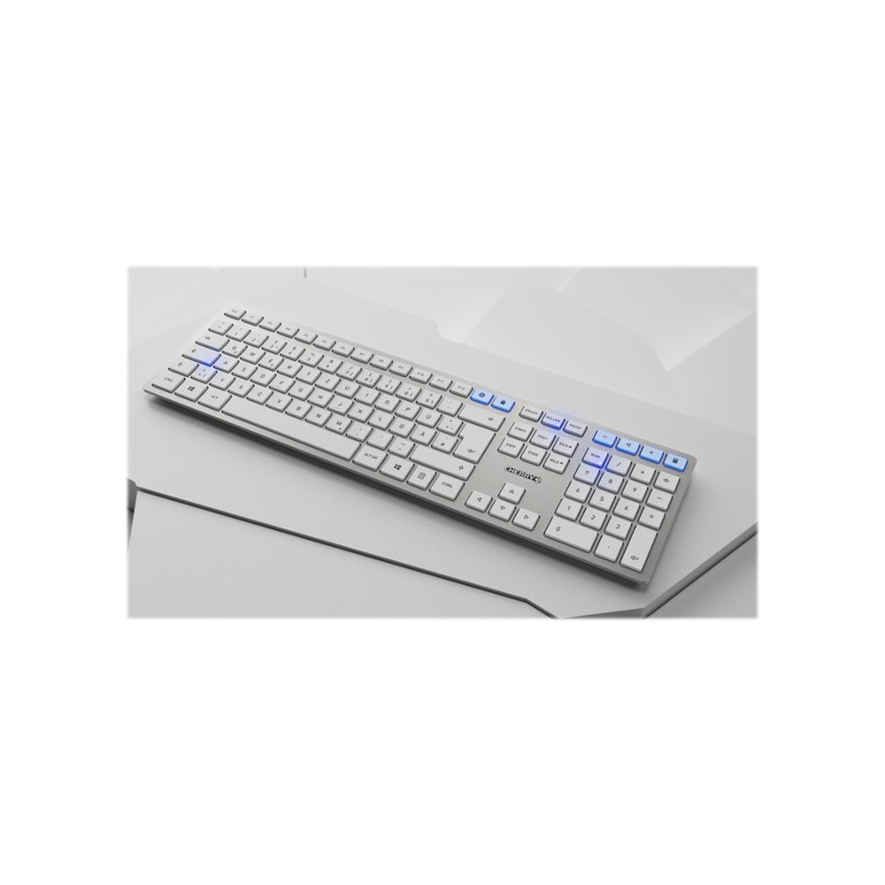 Produktbild för CHERRY DW 9100 SLIM - sats med tangentbord och mus - AZERTY - fransk - vit, silver Inmatningsenhet