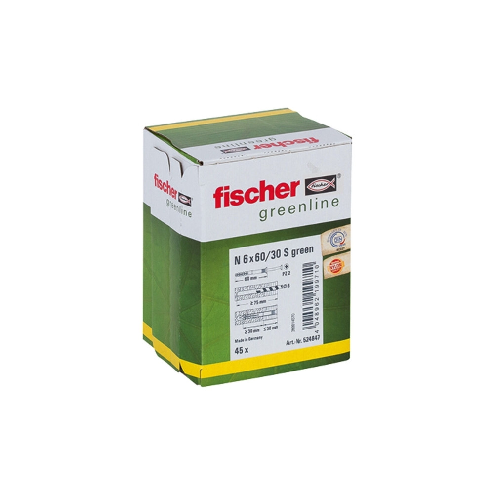 Produktbild för Fischer 524847, Kit med skruv och väggplugg, Tegel, Betong,...