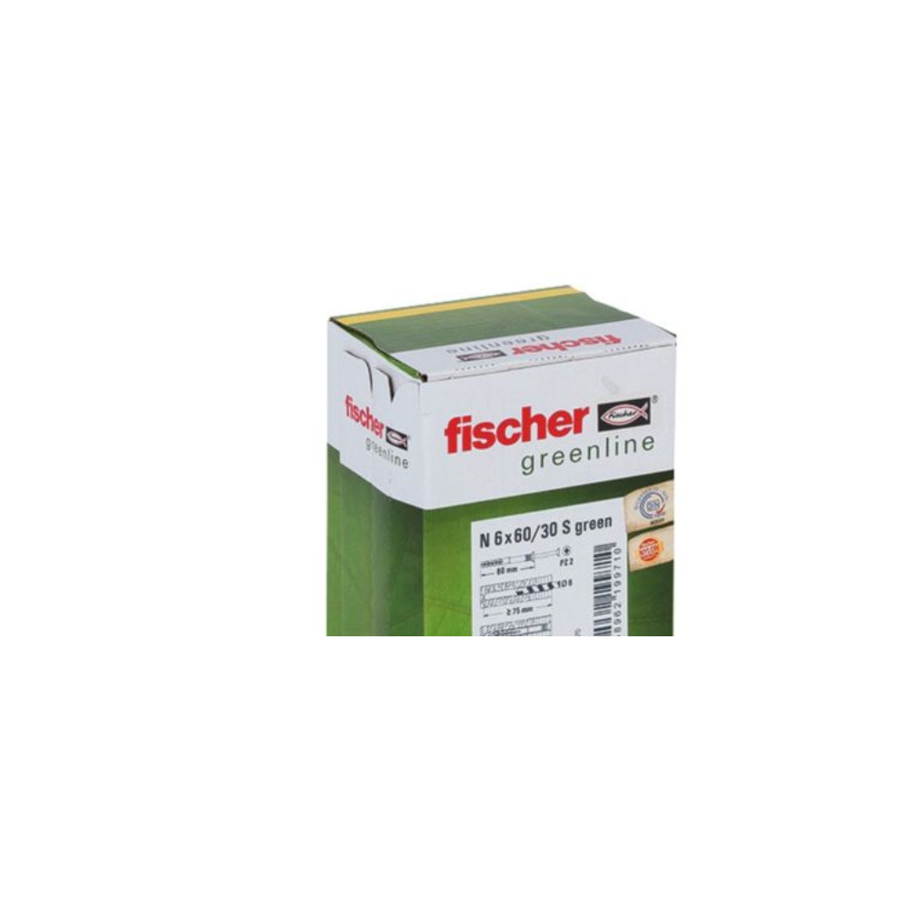 Produktbild för Fischer 524847, Kit med skruv och väggplugg, Tegel, Betong,...