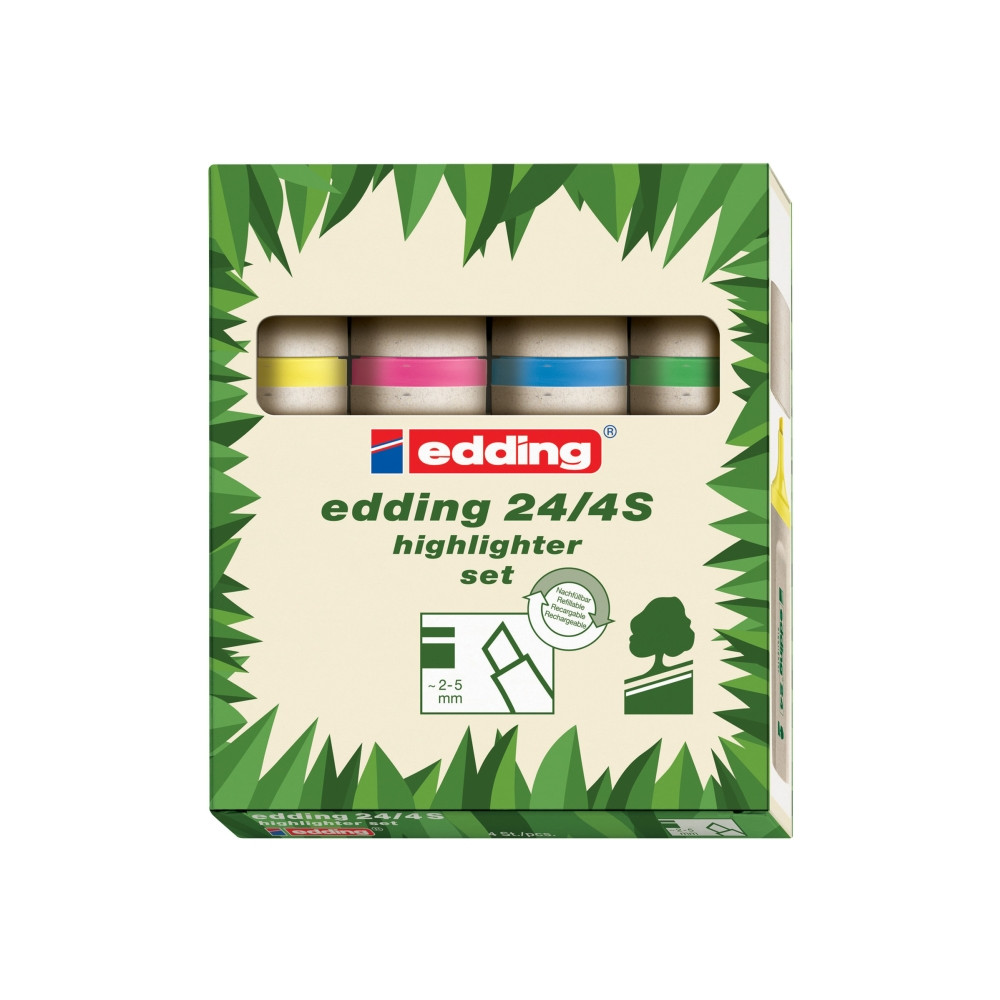 Produktbild för Highlighter edding 24 ecoline, sorterade färger, box med 4 s...