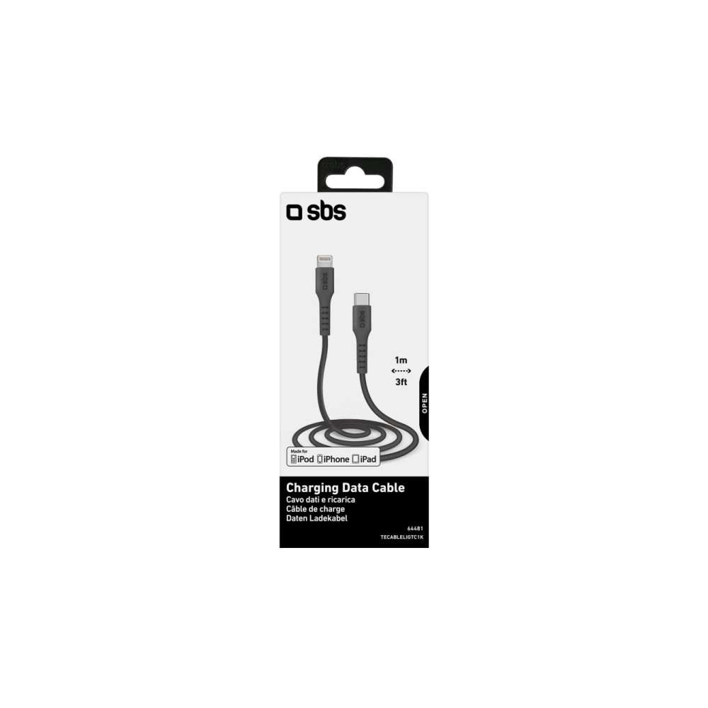 Produktbild för SBS TECABLELIGTC1K, 1 m, Lightning, USB C, Hankoppling, Hank...