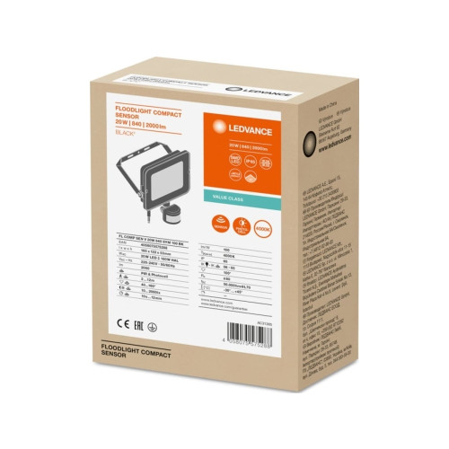 LEDVANCE LEDVANCE LED-strålkastare FLOOD COMPACT SENSOR V 20W 840 SYM...