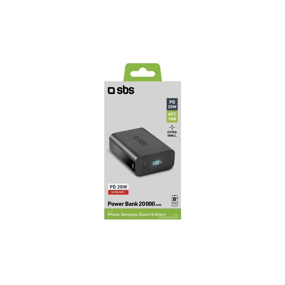 Produktbild för SBS TEBB20000LCDEVOPD20K, 20000 mAh, Litium Polymer (LiPo),...
