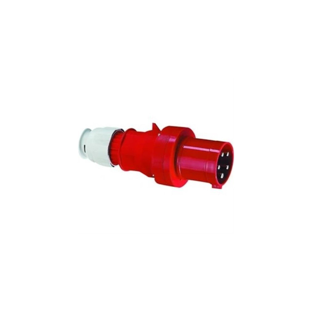 Produktbild för CEE stickkontakt 63A 400V kl. H6 5-polig röd, IP44, polyamid