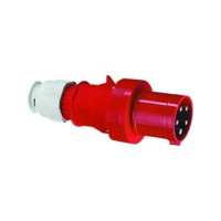 Produktbild för CEE stickkontakt 63A 400V kl. H6 5-polig röd, IP44, polyamid