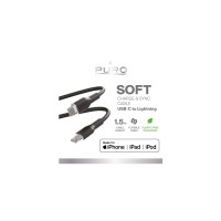 Produktbild för PURO PUCAPLTUSBCICONBLK, 1,5 m, USB C, Lightning, Hankopplin...