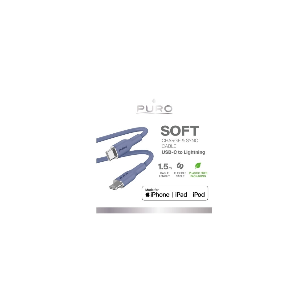 Produktbild för PURO PUCAPLTUSBCICONLBLUE, 1,5 m, Lightning, USB C, Hankoppl...