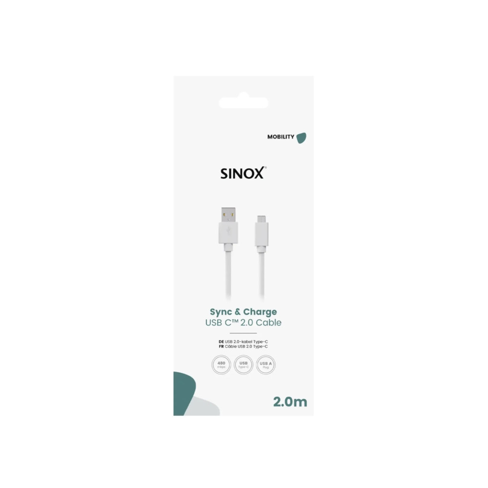 Produktbild för Sinox - USB typ C-kabel - USB-C till USB - 2 m