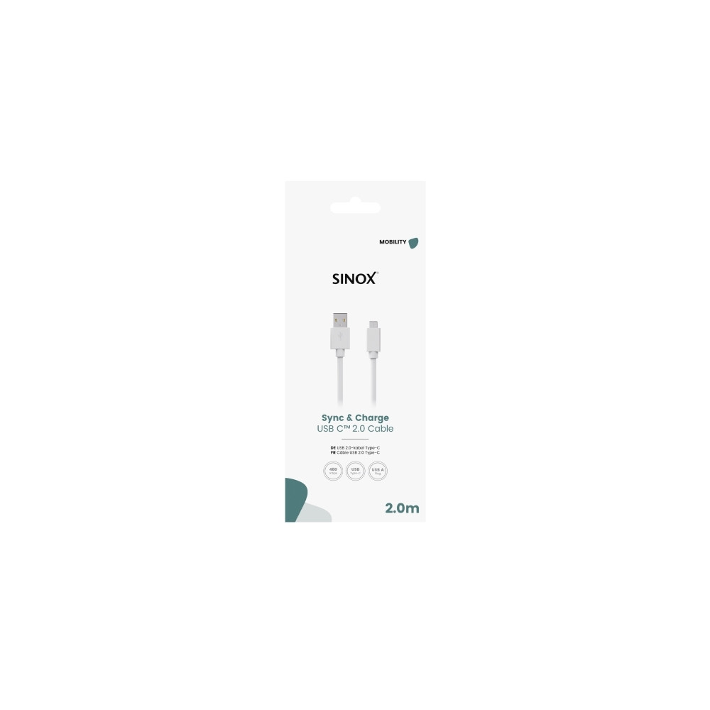 Produktbild för Sinox - USB typ C-kabel - USB-C till USB - 2 m