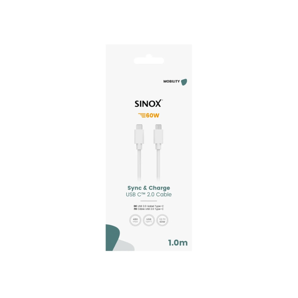 Produktbild för Sinox - USB typ C-kabel - USB-C till USB-C - 1 m